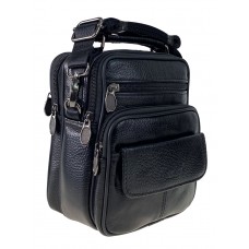 На фото 1 - Сумка кожаная через плечо для мужчин, цвет чёрный