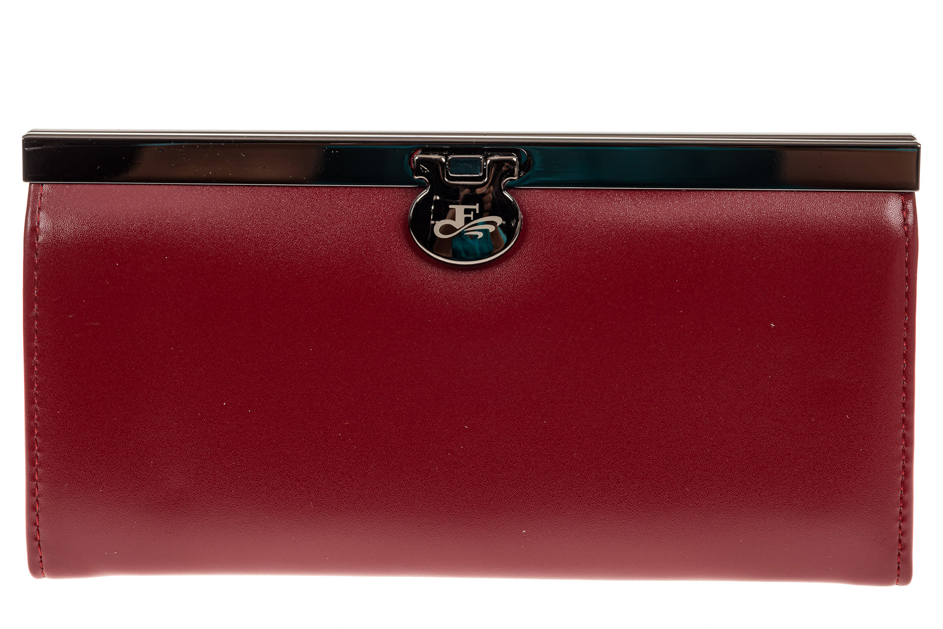 На фото 1 - Женский кошелек с фермуаром, искусственная кожа, цвет бордо
