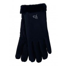 На фото 1 - Женские перчатки утепленные, цвет  черный