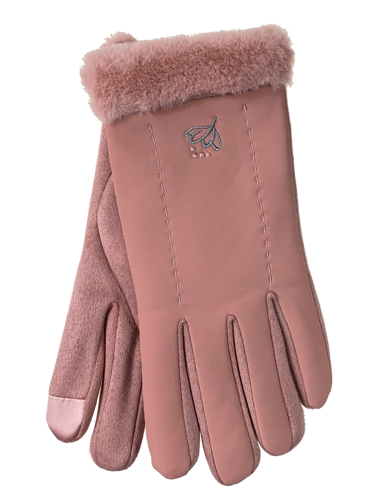 На фото 1 - Женские перчатки утепленные, цвет розовый