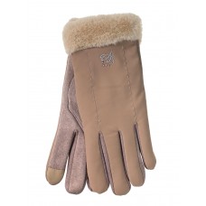 На фото 1 - Женские перчатки утепленные, цвет коричневый