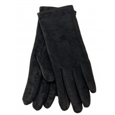 На фото 1 - Женские перчатки из велюра, цвет черные