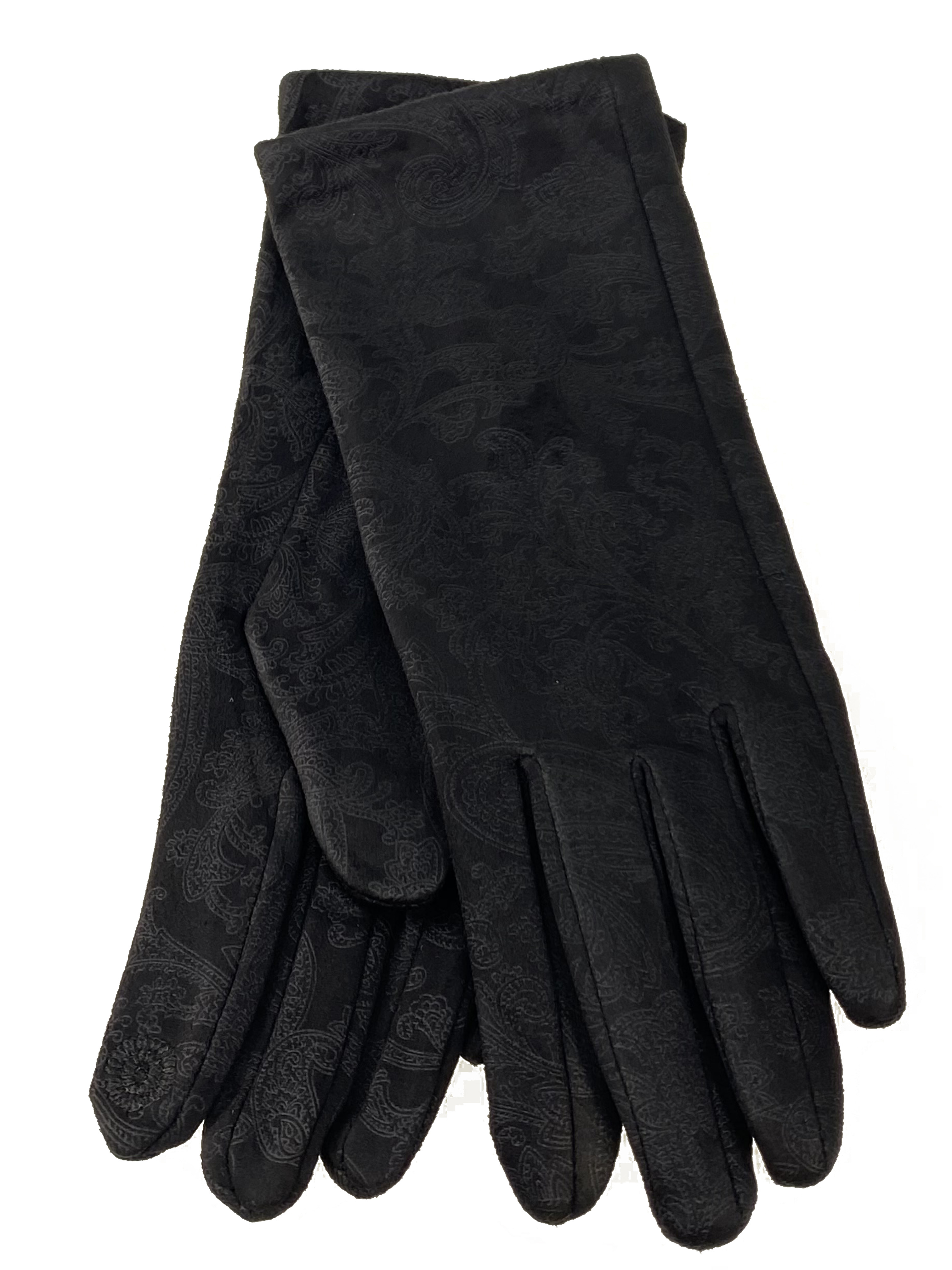 На фото 1 - Женские перчатки из велюра, цвет черные