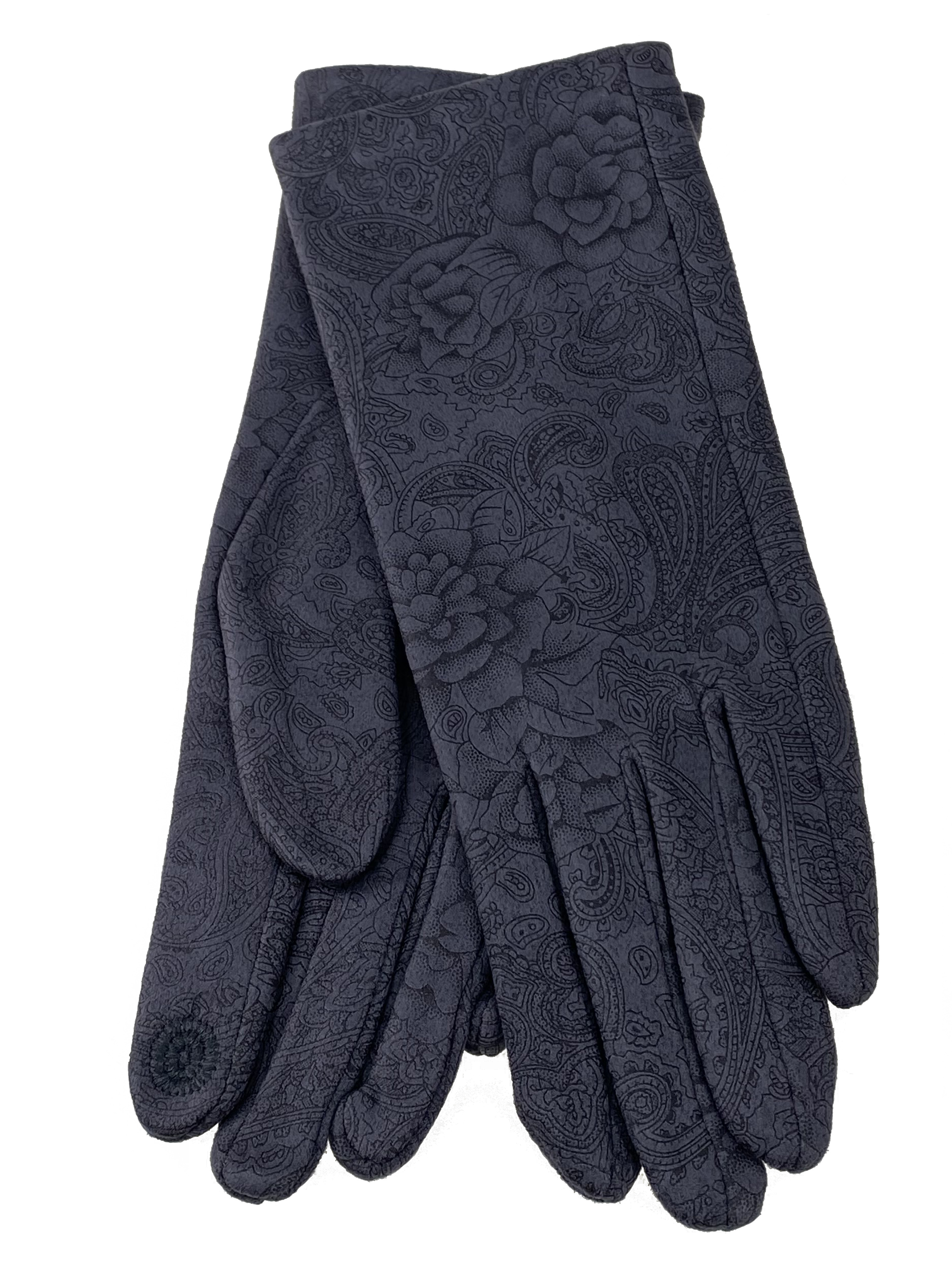 На фото 1 - Женские перчатки из велюра, цвет серый