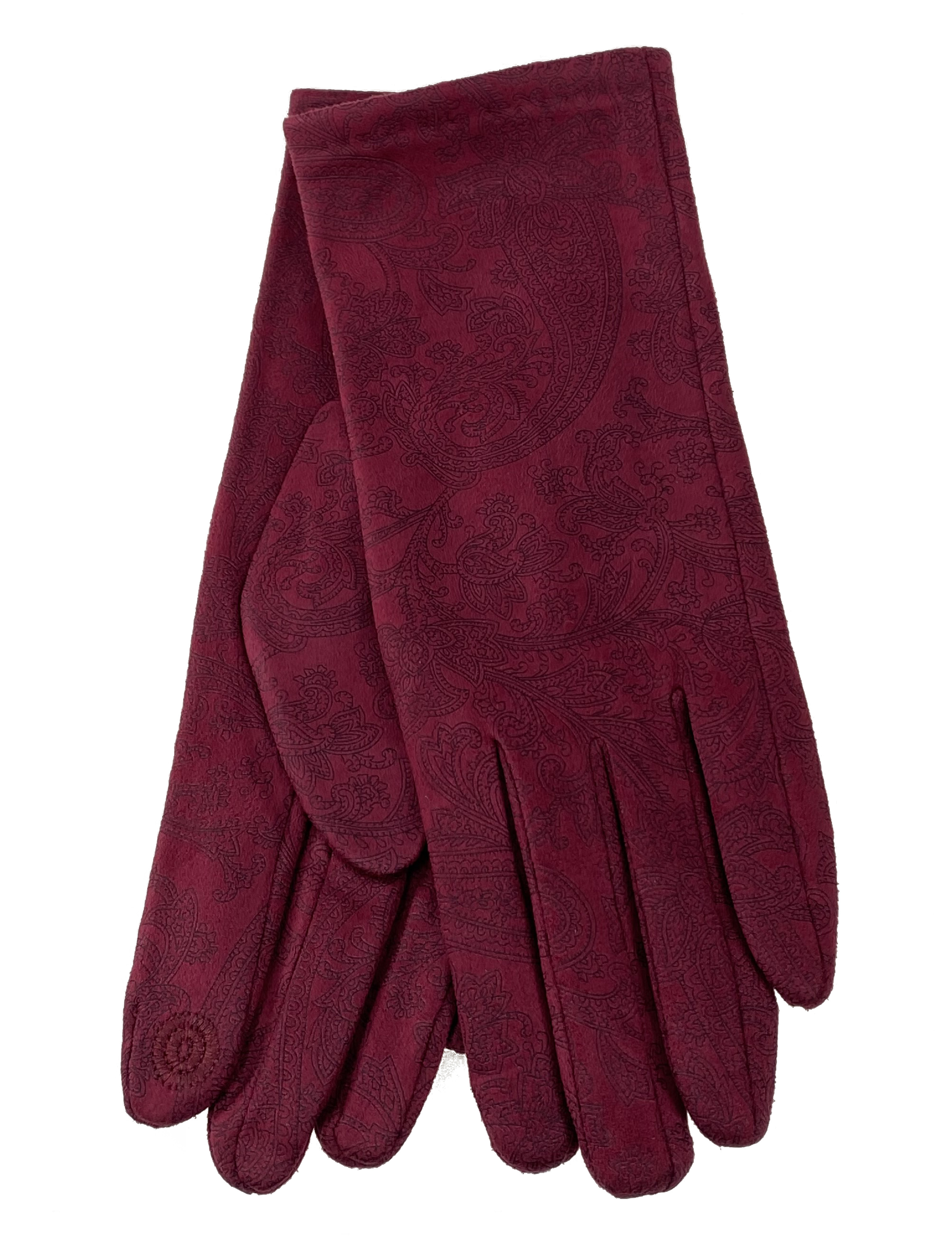 На фото 1 - Женские перчатки из велюра, цвет красный