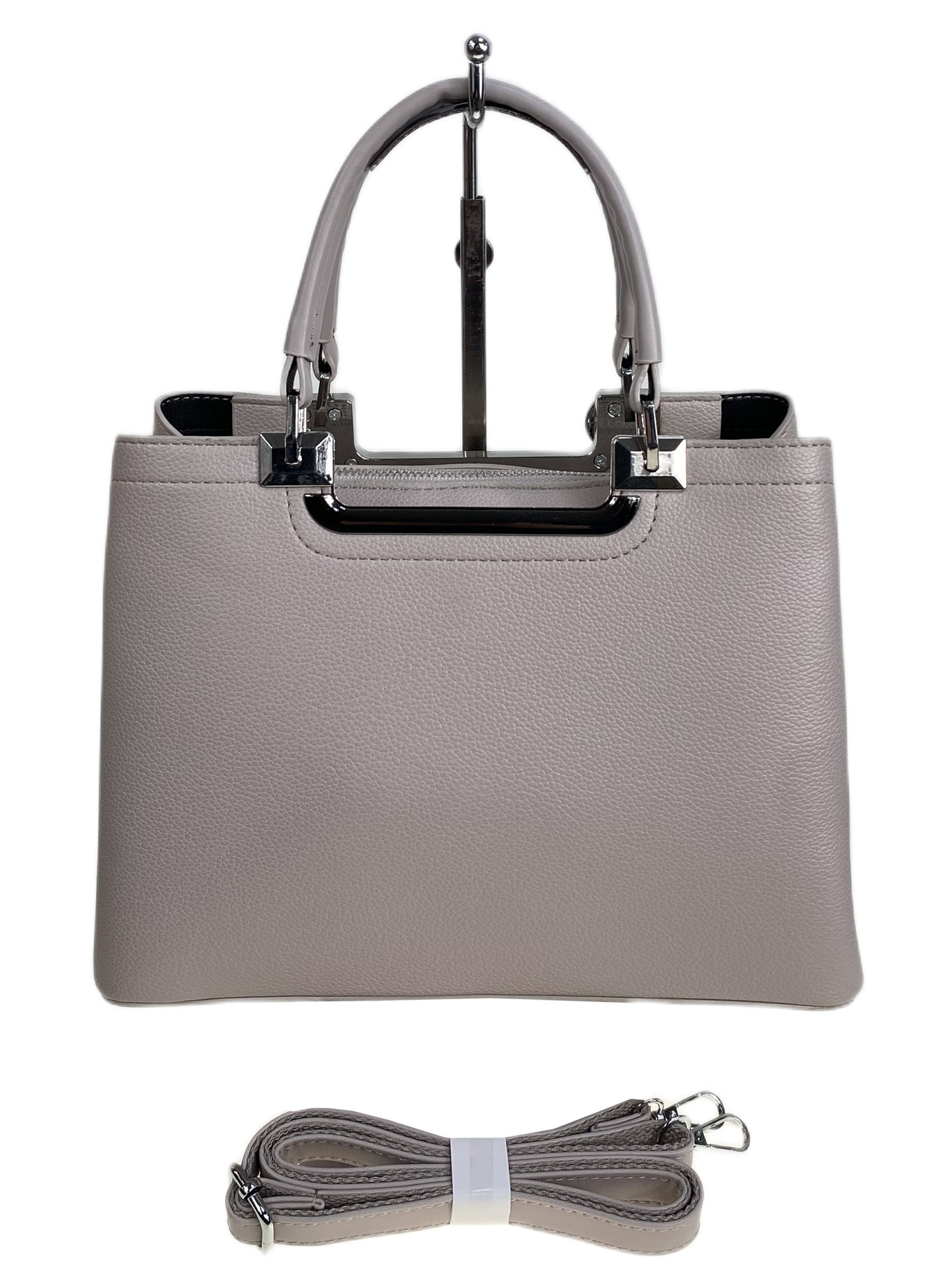 На фото 2 - Женская сумка из искусственной кожи, цвет светло серый