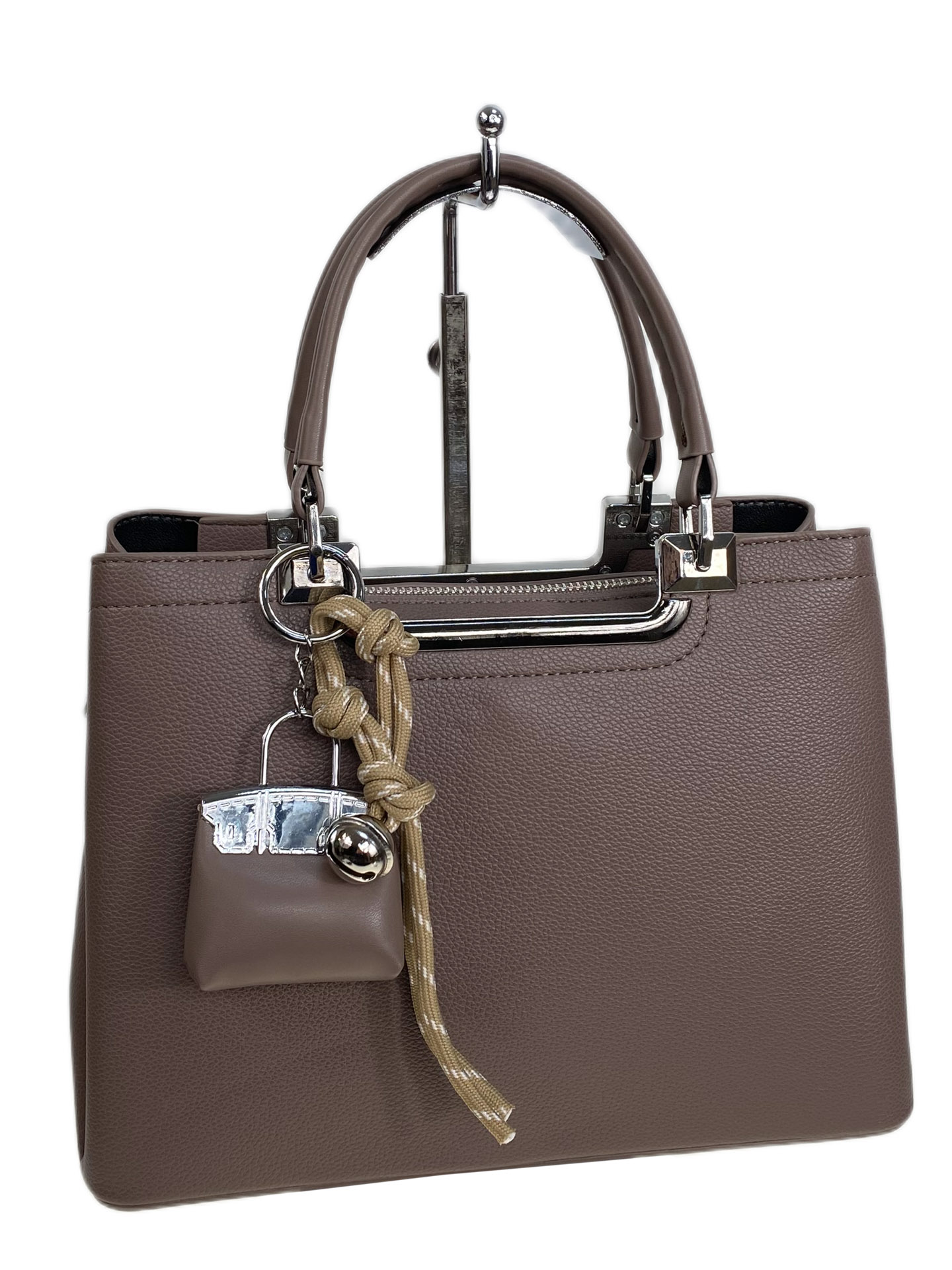 На фото 1 - Женская сумка из искусственной кожи, цвет пыльная роза