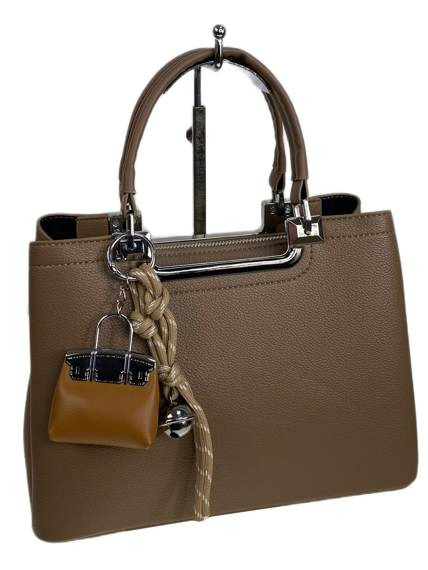 На фото 1 - Женская сумка из искусственной кожи, цвет коричневый