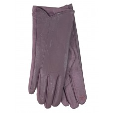 На фото 1 - Элегантные демисезонные перчатки из кожи и велюра, цвет сиреневый