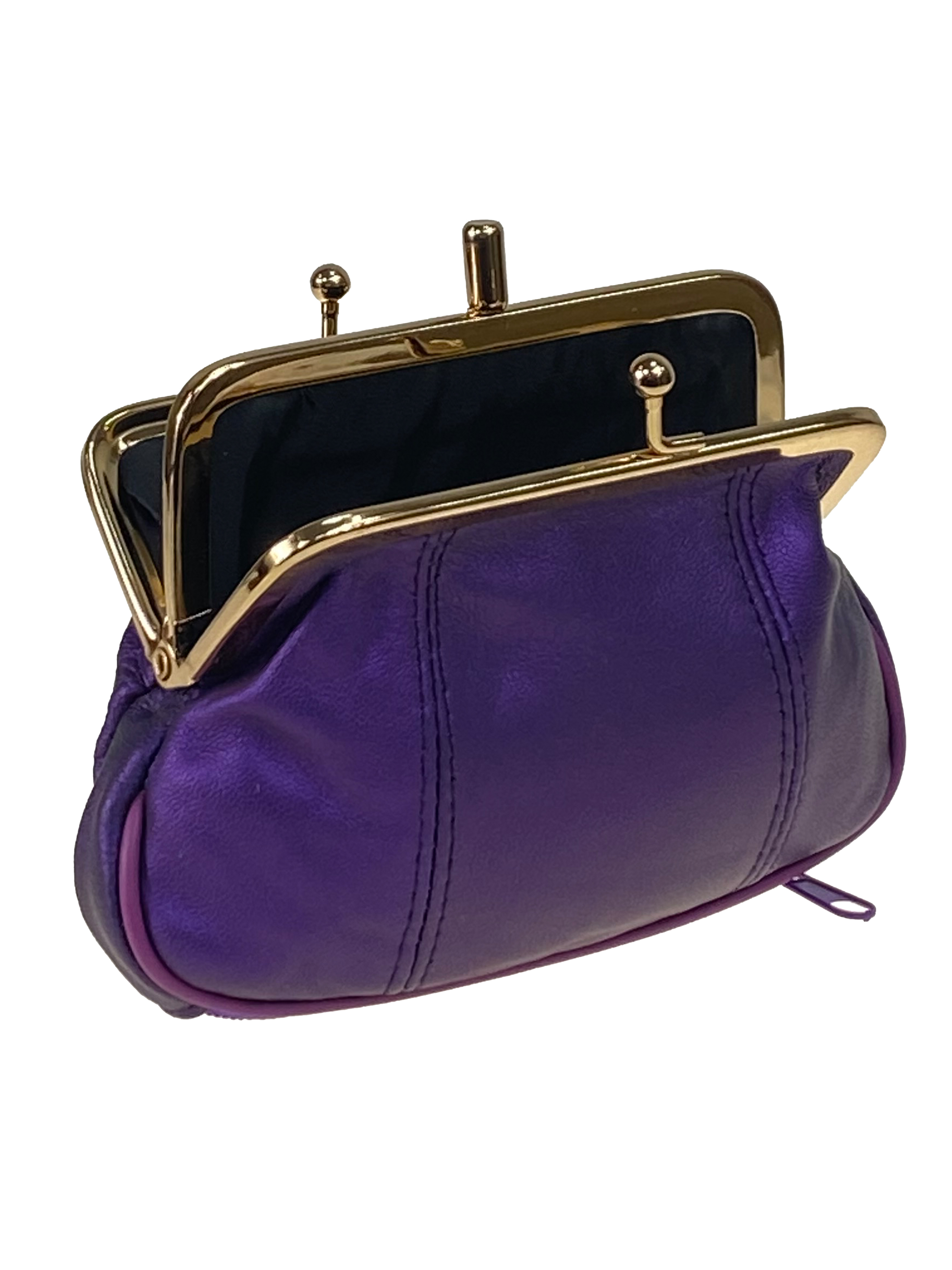 На фото 2 - Женский кошелёк с фермуаром из искусственной кожи, цвет фиолетовый