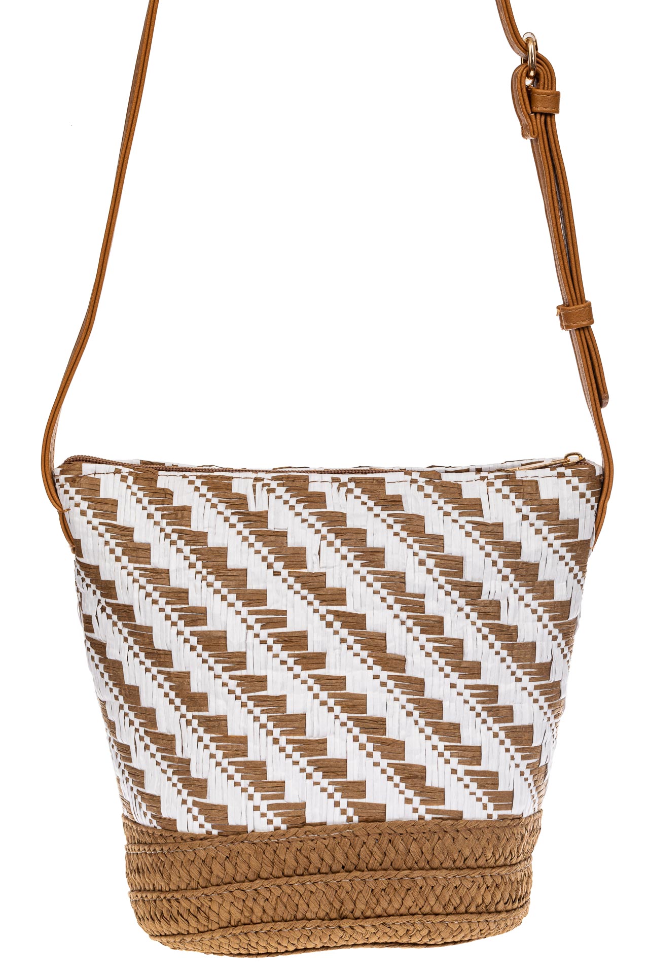 На фото 3 - Плетеная сумка тоут из джута, цвет песочный в диагональную полоску