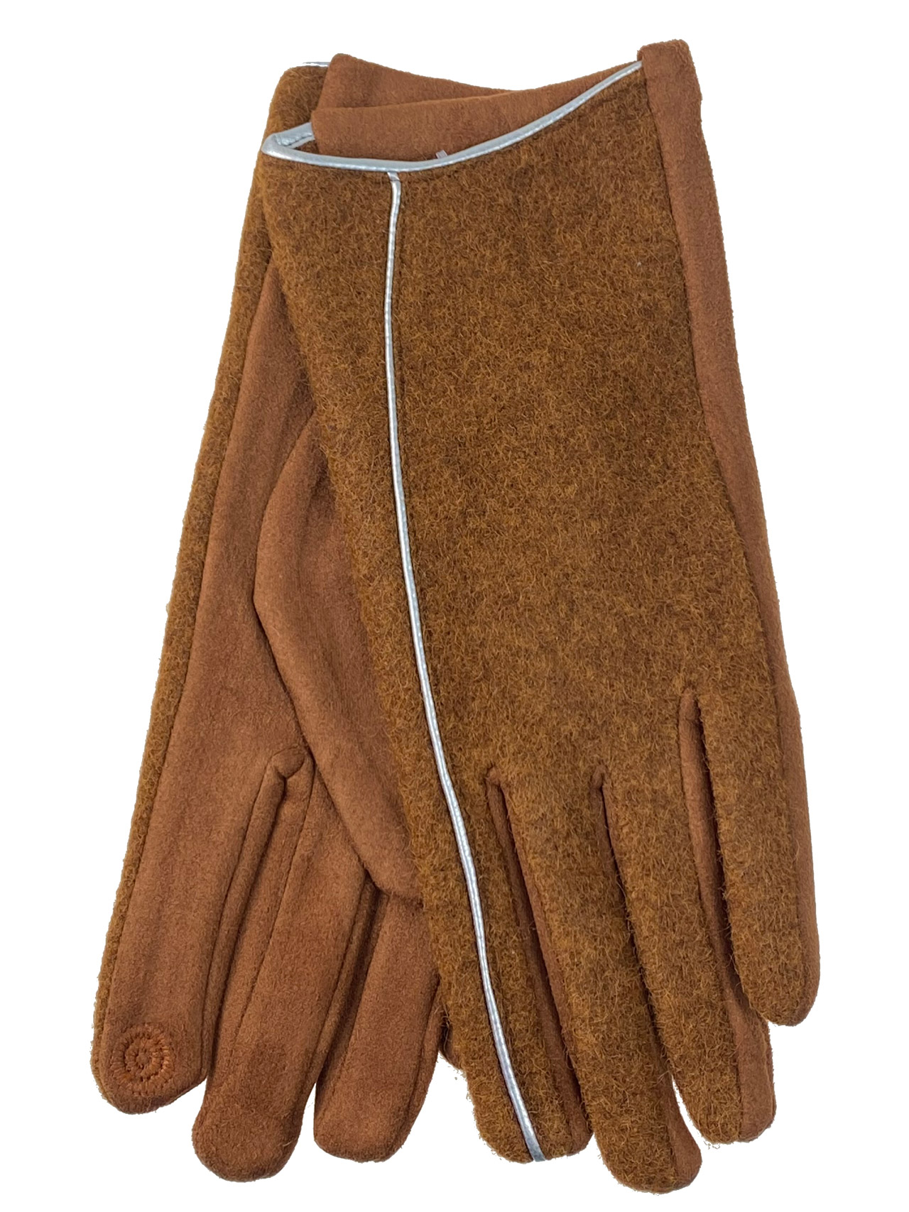 На фото 1 - Женские перчатки из велюра, цвет коричневый