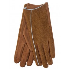 На фото 1 - Женские перчатки из велюра, цвет коричневый