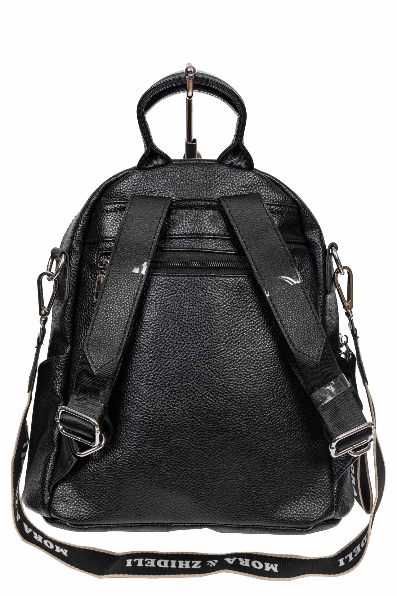 На фото 3 - Сумка-рюкзак молодёжная из фактурной искусственной кожи, цвет чёрный