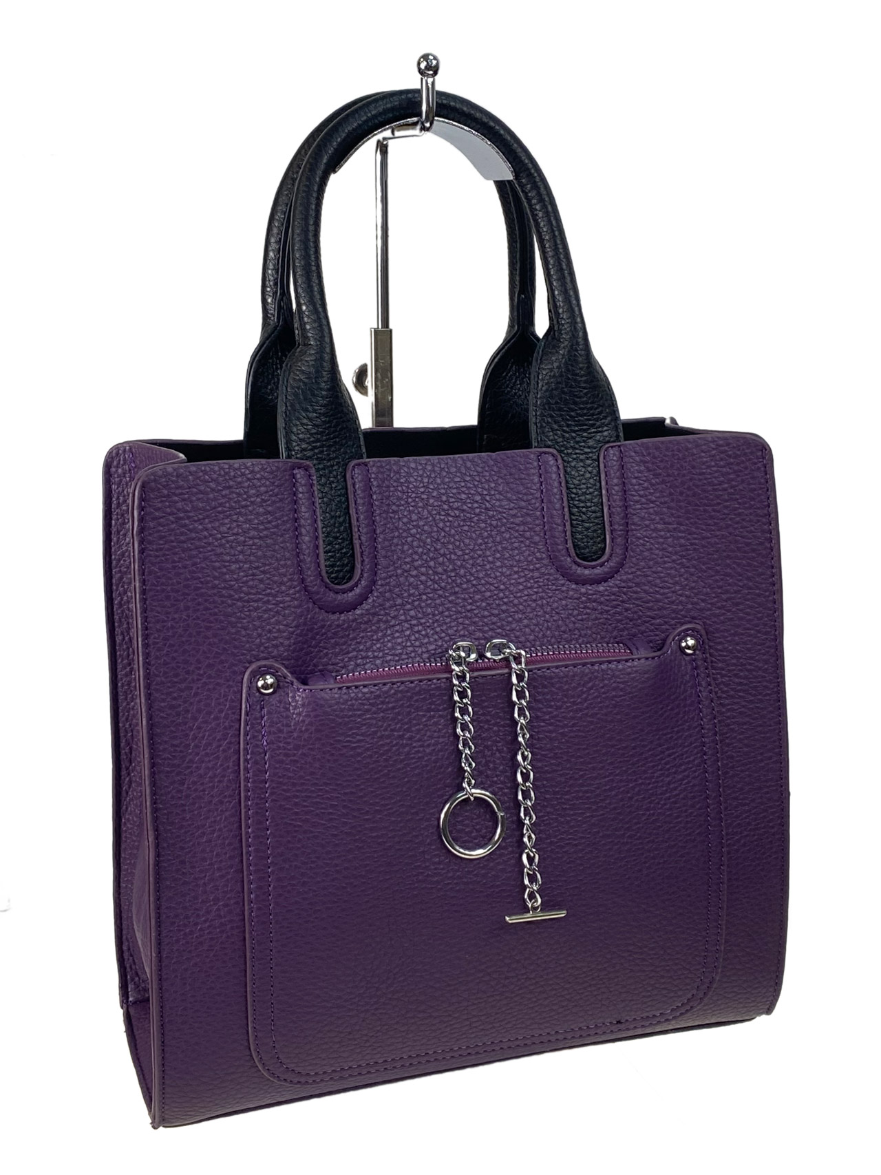На фото 1 - Женская сумка из искусственной кожи цвет фиолетовый
