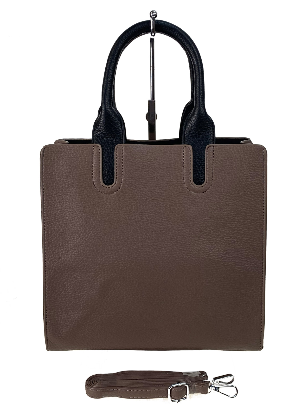 На фото 2 - Женская сумка из искусственной кожи цвет коричневый