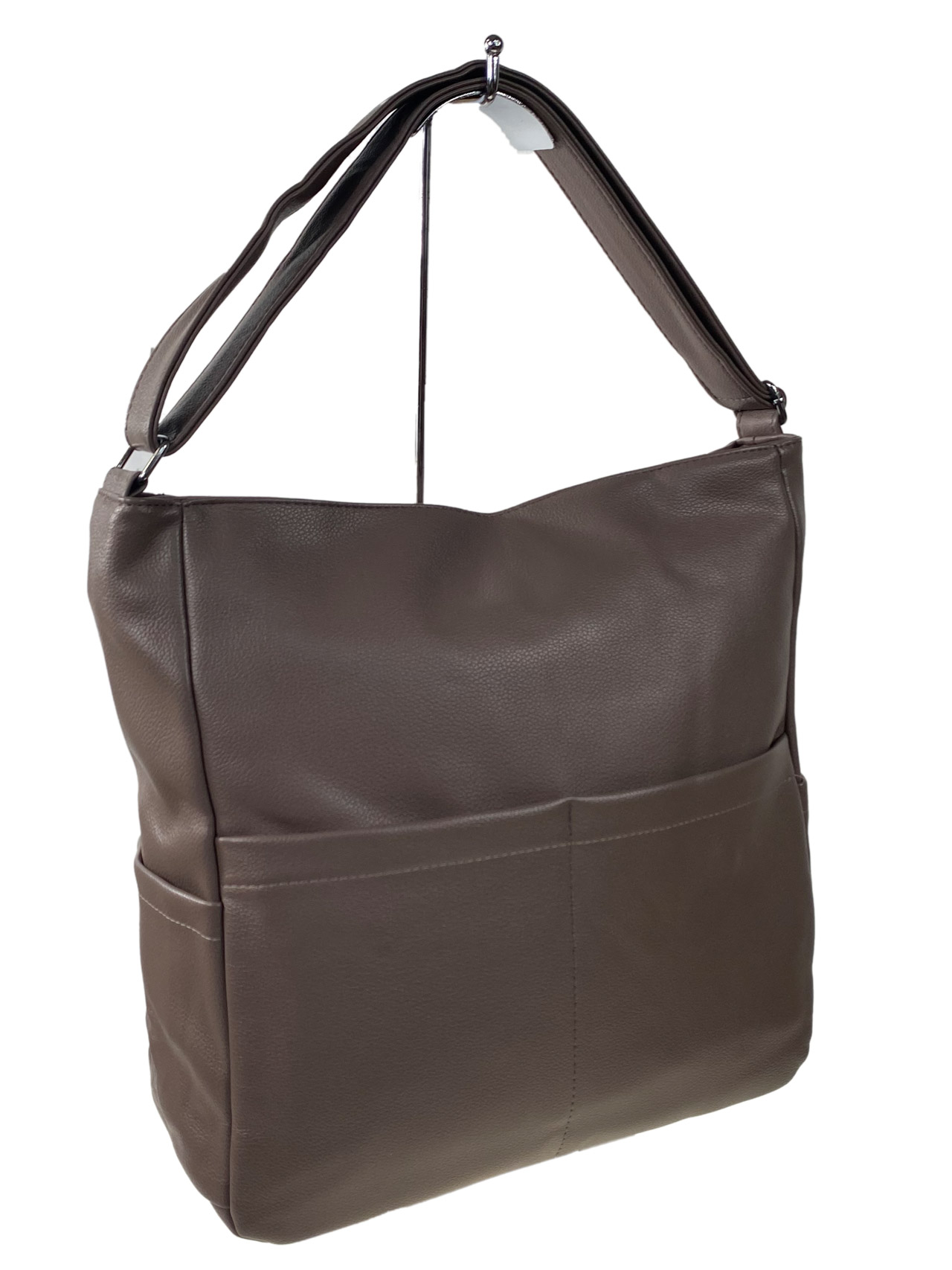 На фото 1 - Женская сумка  из искусственной кожи, цвет бежево-коричневый