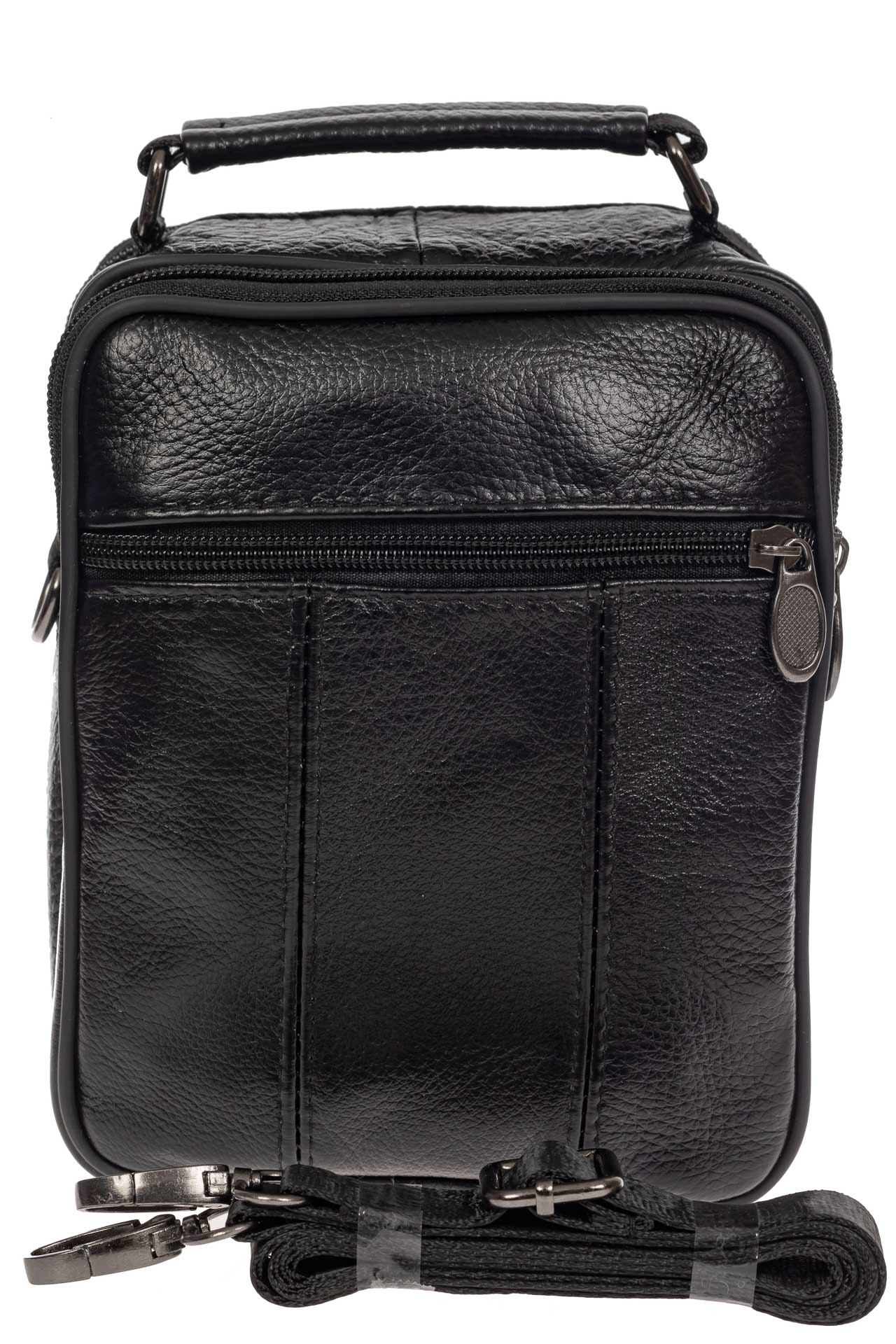 На фото 3 - Небольшая мужская сумка под документы из натуральной кожи, цвет чёрный