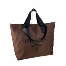 На фото 1 - Текстильная сумка шоппер на молнии, цвет шоколад