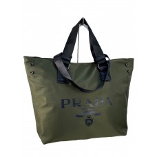 На фото 1 - Текстильная сумка шоппер на молнии, цвет зеленый