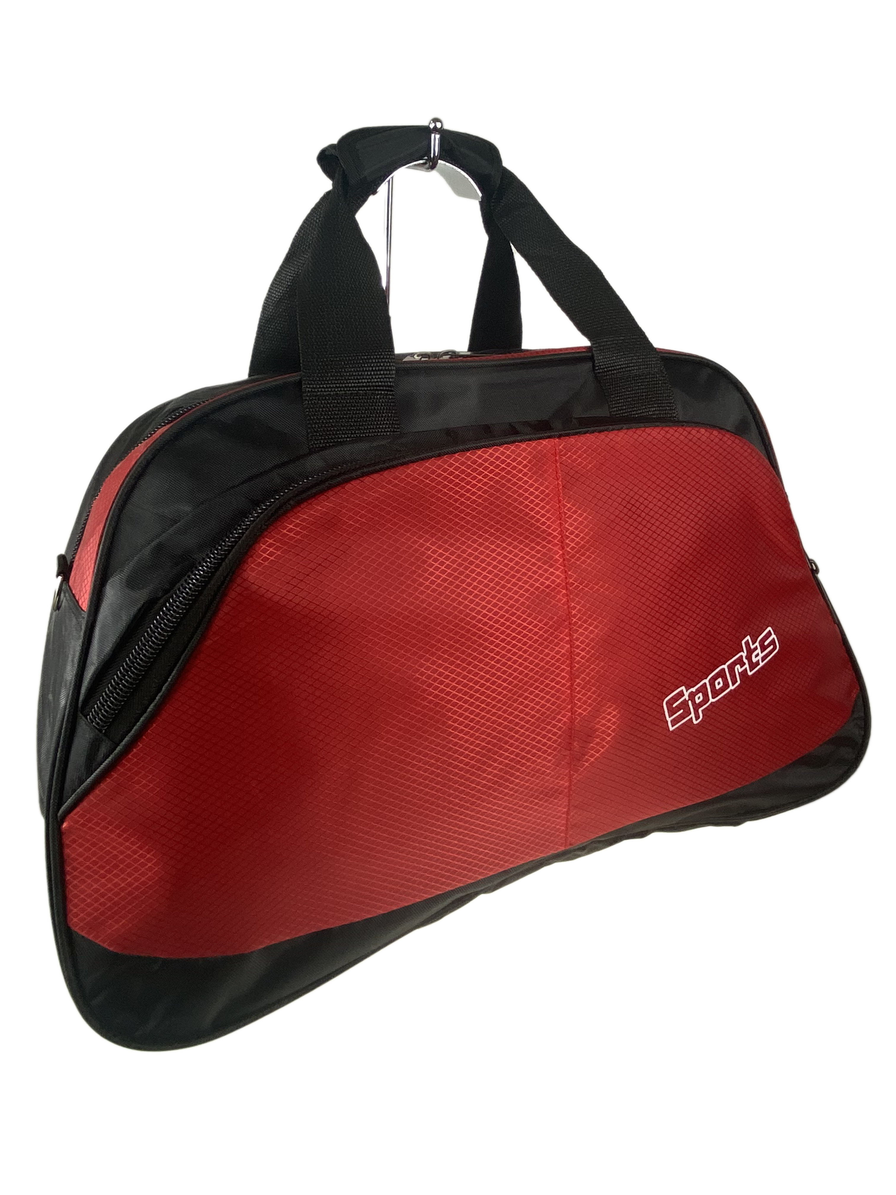 На фото 1 - Дорожно-спортивная сумка из текстиля, цвет черный с красным