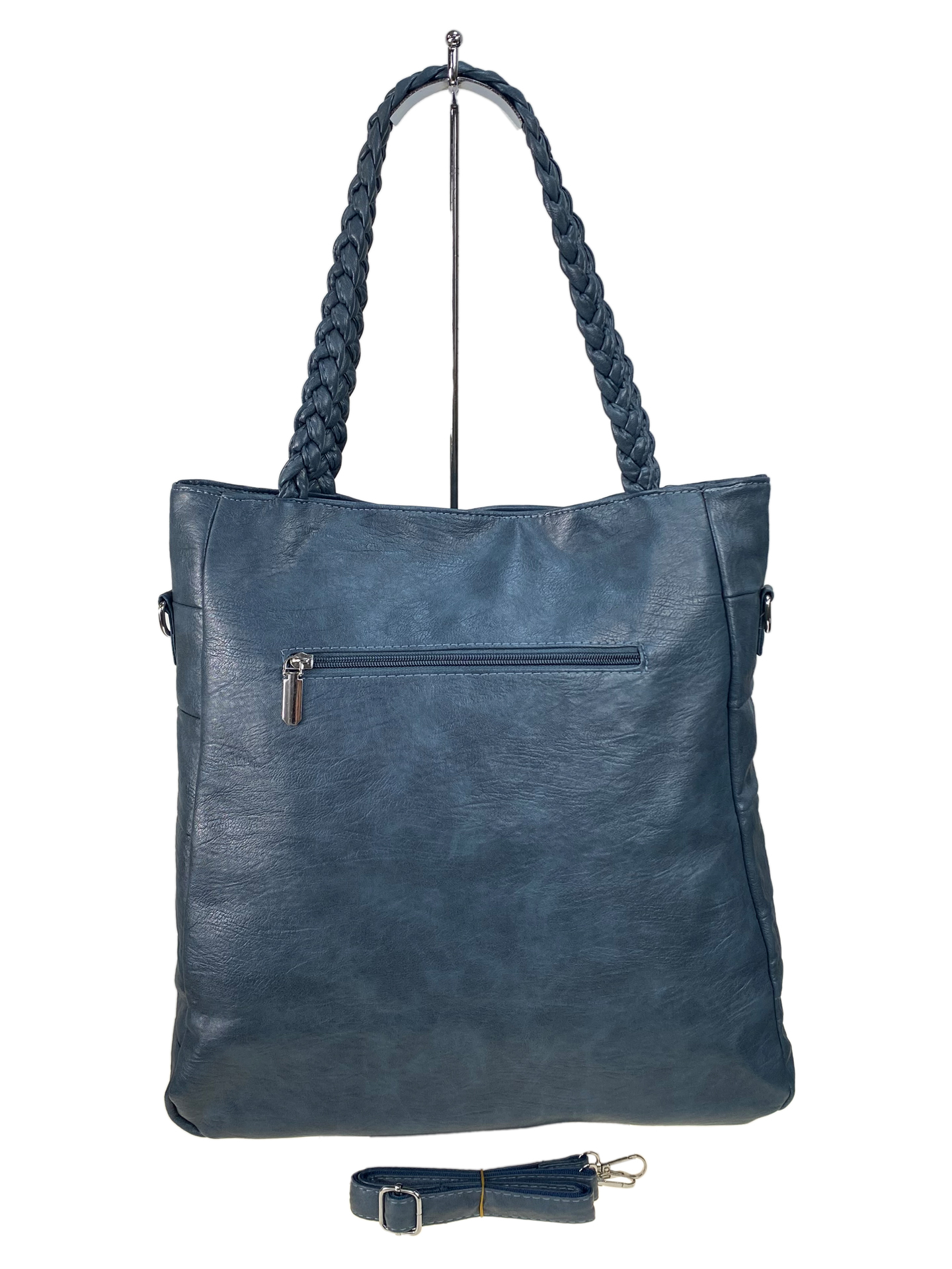 На фото 2 - Женская сумка из искусственной кожи цвет серо-голубой