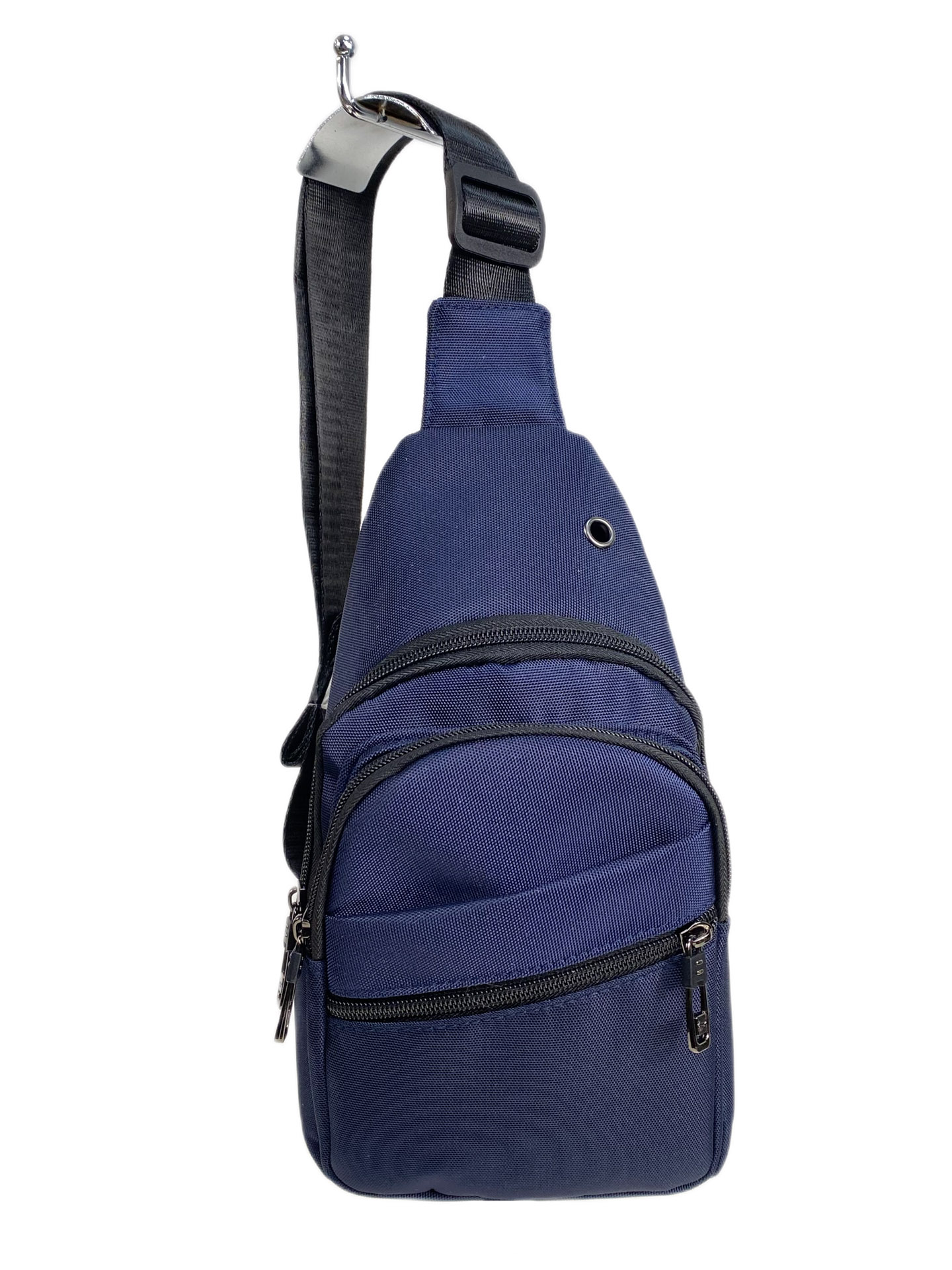 На фото 1 - Сумка на плечо слинг текстильная, цвет синий