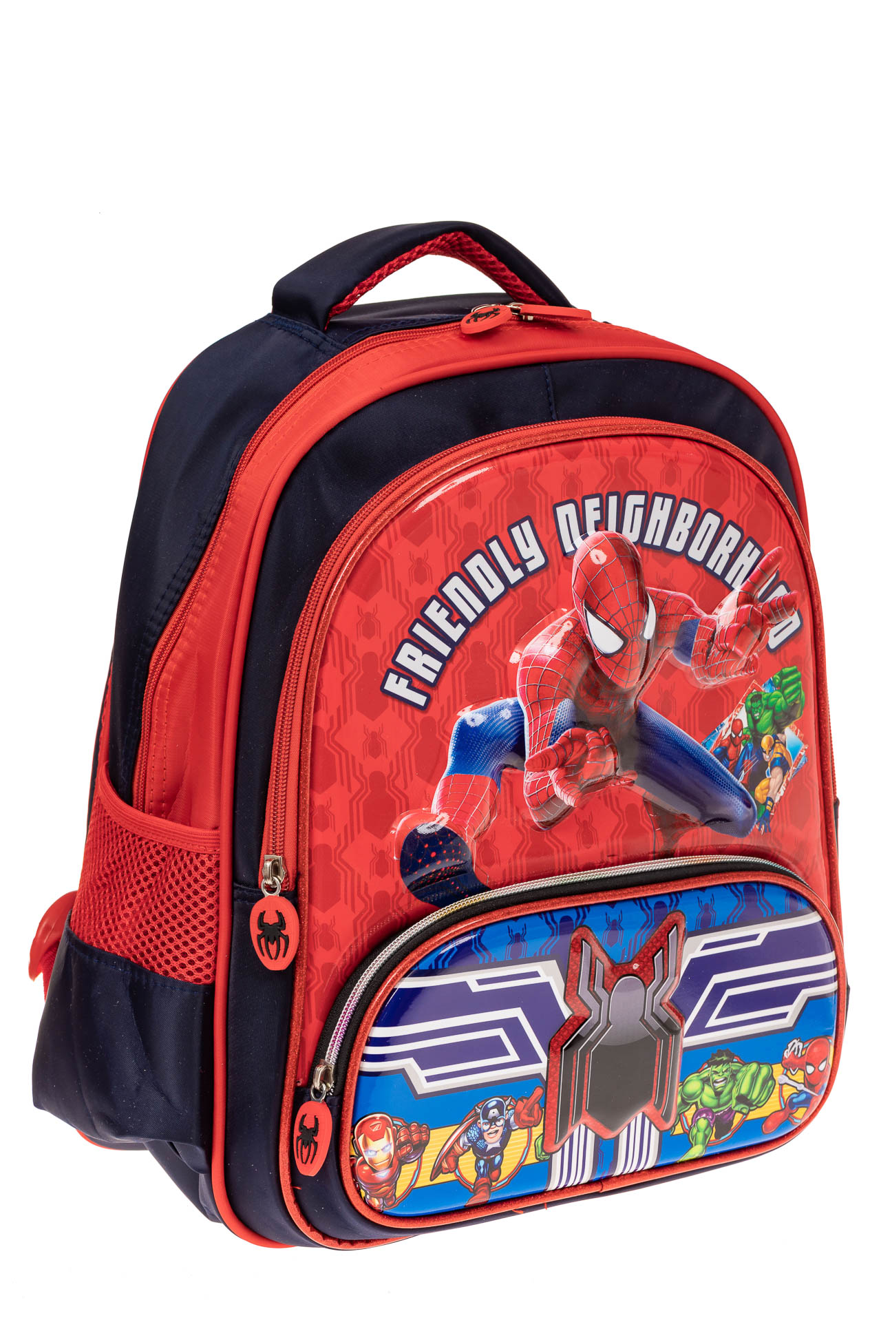 На фото 1 - Рюкзак для мальчика из текстиля, цвет темно-синий с красным