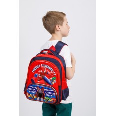 На фото 4 - Рюкзак для мальчика из текстиля, цвет темно-синий с красным