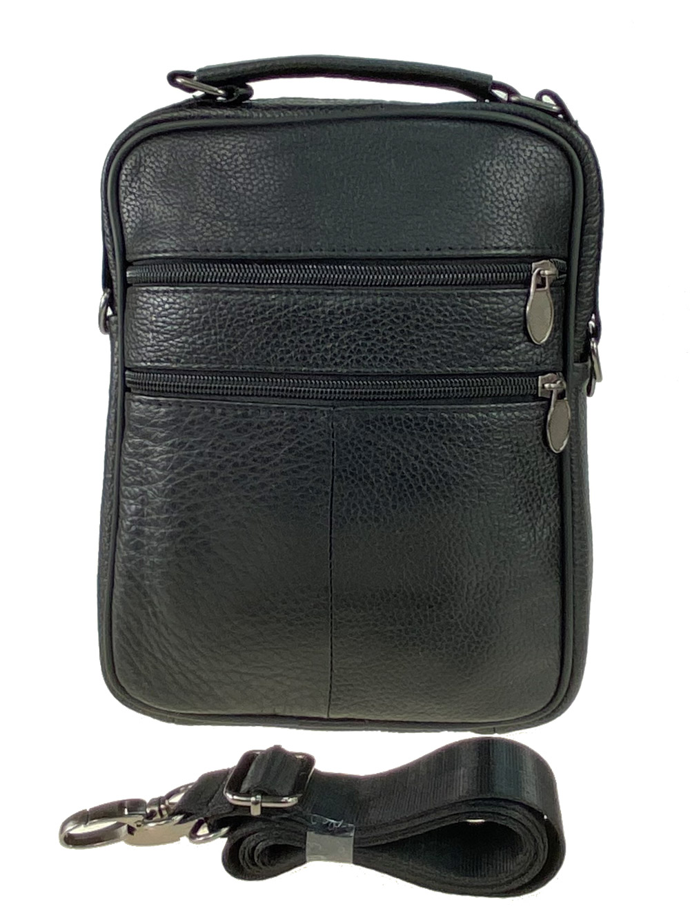 На фото 3 - Мужская сумка через плечо из натуральной кожи, цвет чёрный