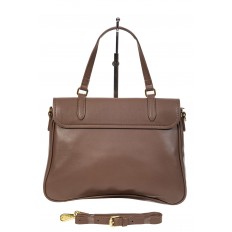 На фото 3 - Женская сумка сэтчел из искусственной кожи, коричневая