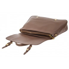 На фото 4 - Женская сумка сэтчел из искусственной кожи, коричневая