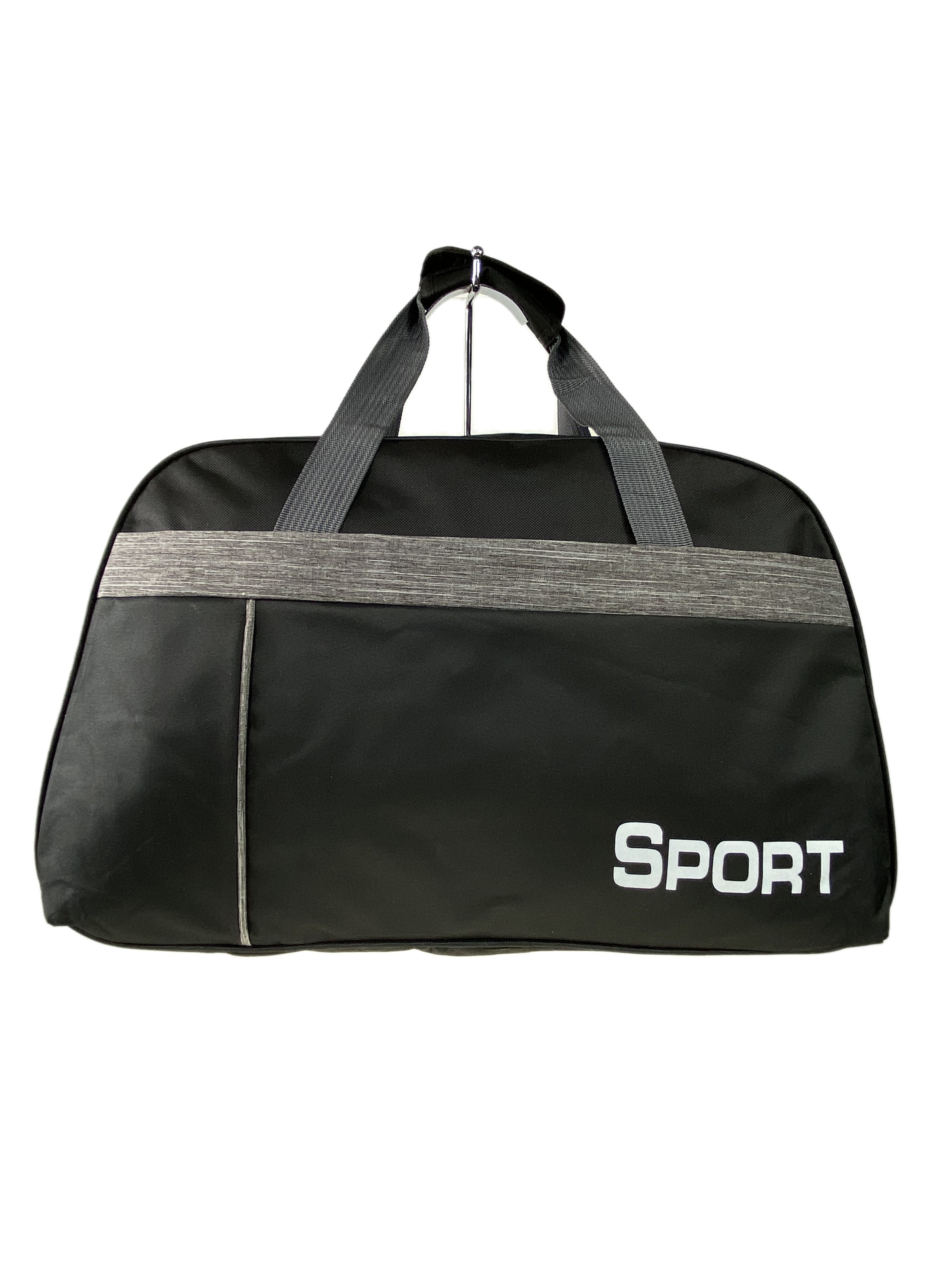 На фото 2 - Текстильная дорожная сумка, цвет черный с серым