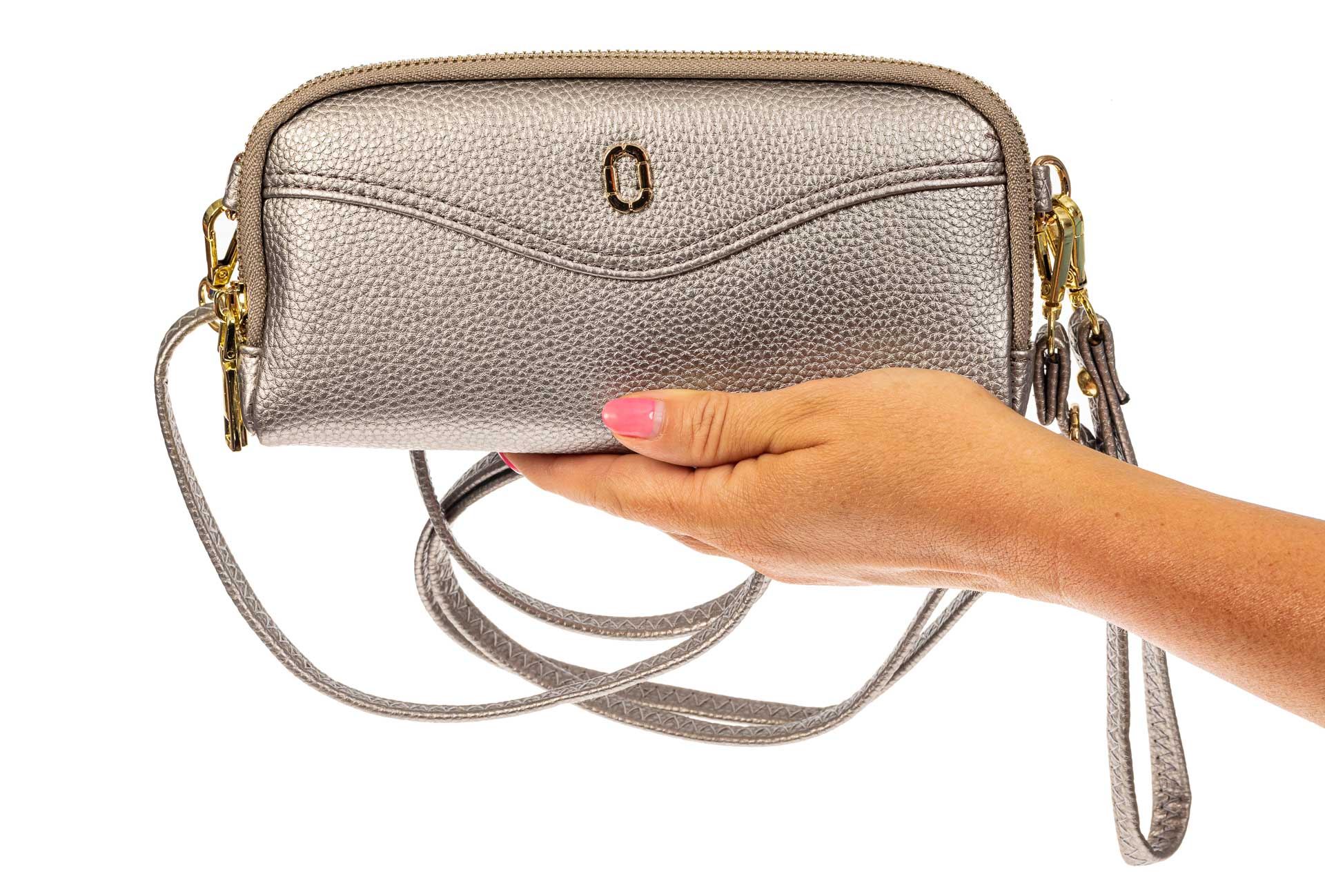 На фото 3 - Женский кошелек-клатч из искусственной кожи, цвет серебро