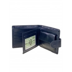 На фото 2 - Мужской кошелёк из экокожи с белой строчкой, цвет чёрный