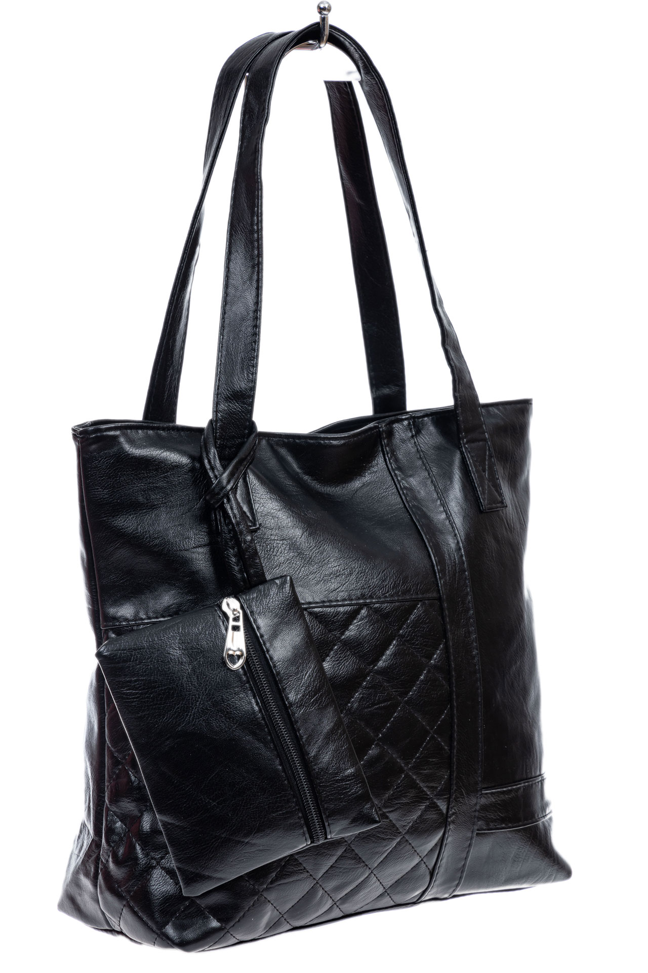 На фото 2 - Женская сумка с  из мягкой экокожи, цвет черный