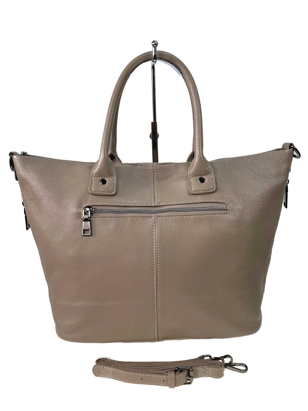 На фото 2 - Женская сумка из натуральной кожи, цвет светло бежевый