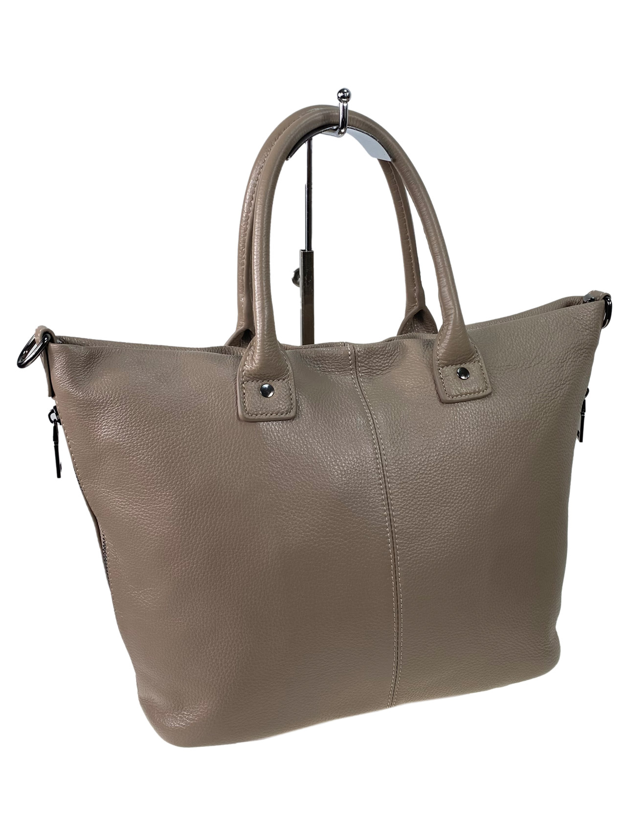 На фото 3 - Женская сумка из натуральной кожи, цвет светло бежевый