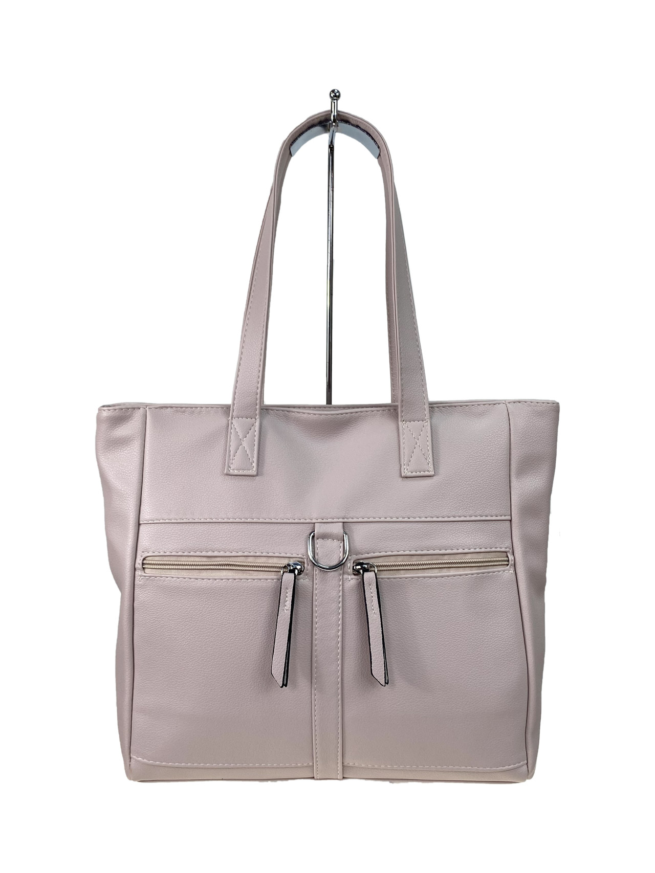 На фото 3 - Женская сумка из искусственной кожи, цвет светло серый 