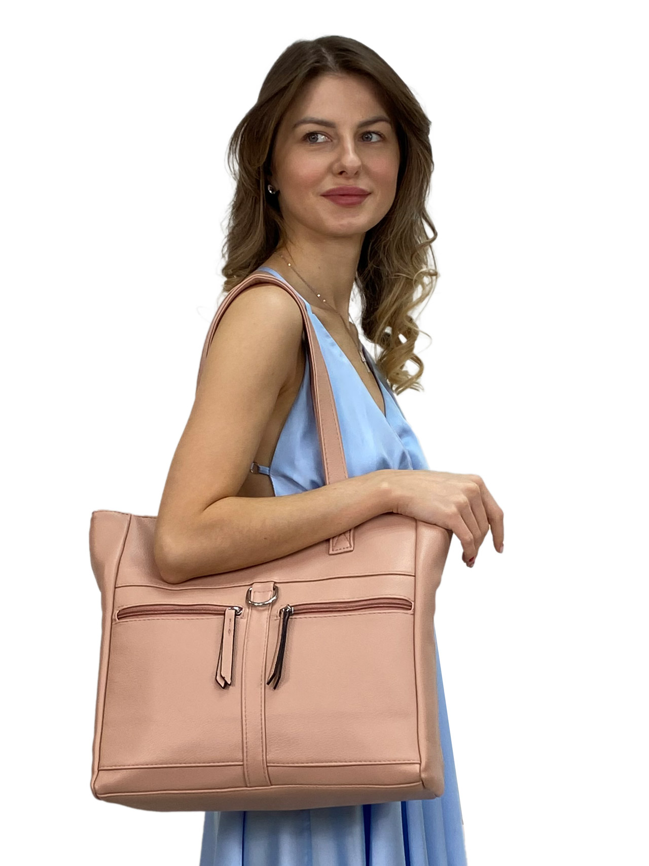Женская сумка из искусственной кожи, цвет пудра
