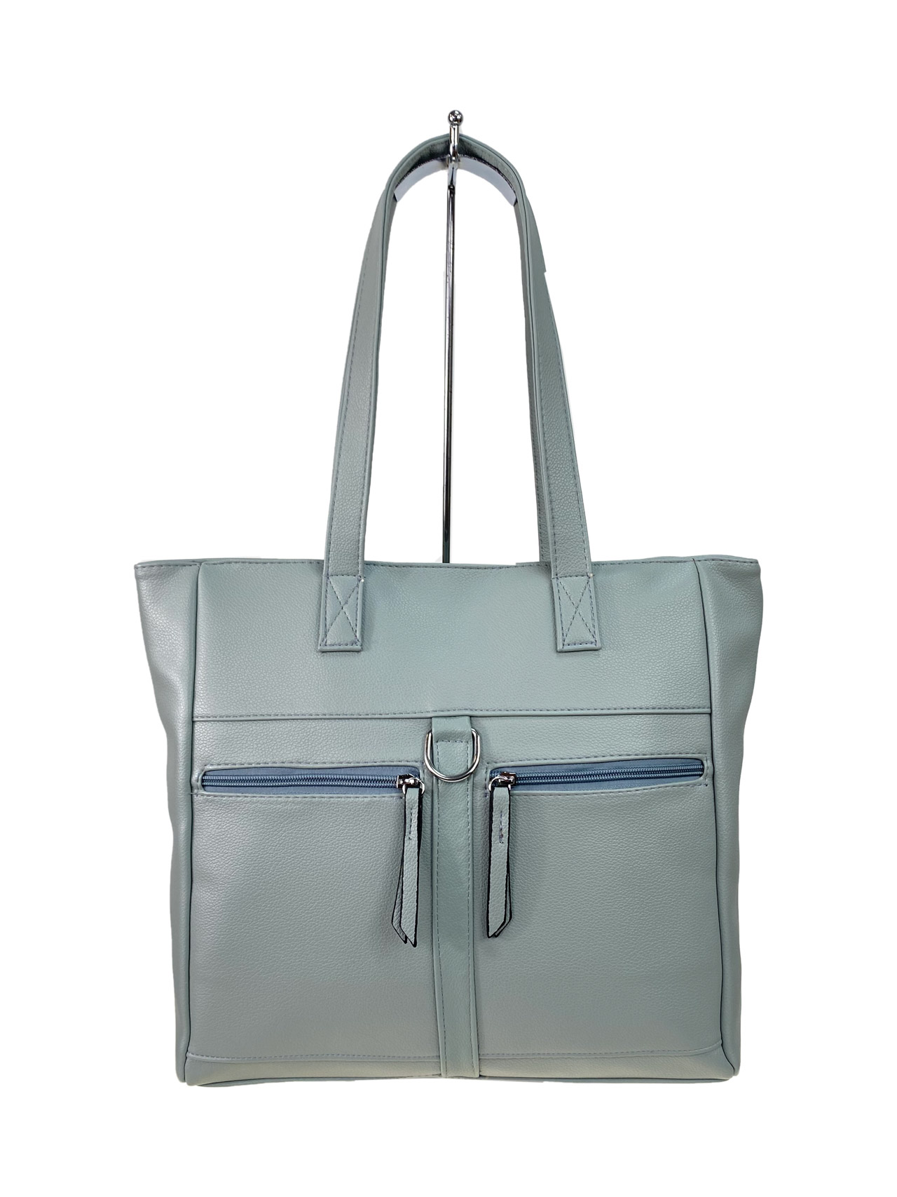 На фото 3 - Женская сумка из искусственной кожи, цвет серо-голубой