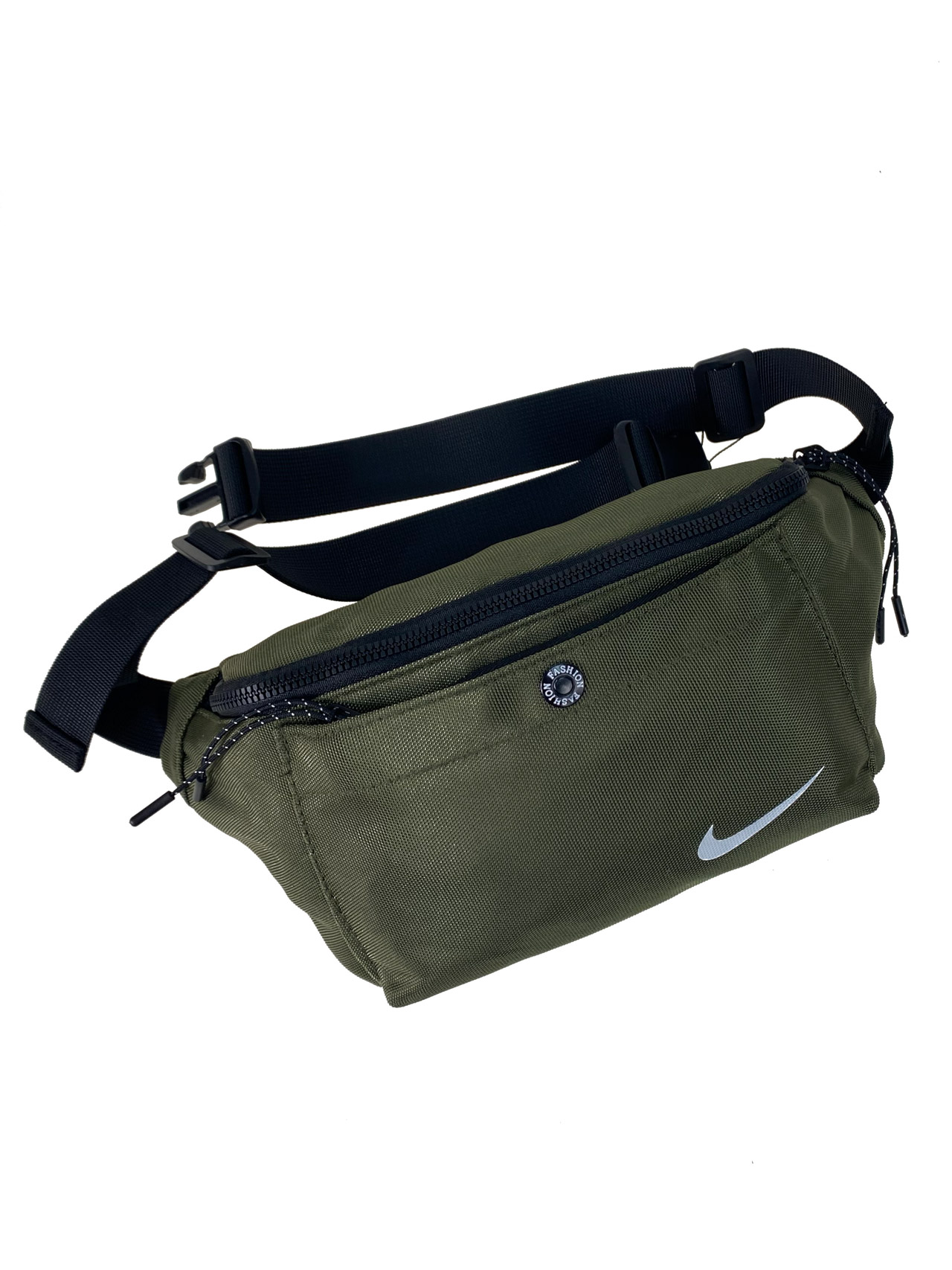 На фото 2 - Мужская поясная сумка из текстиля, цвет зеленый