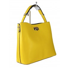 На фото 1 - Летняя женская сумка тоут из гладкой экокожи, цвет жёлтый