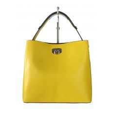 На фото 2 - Летняя женская сумка тоут из гладкой экокожи, цвет жёлтый