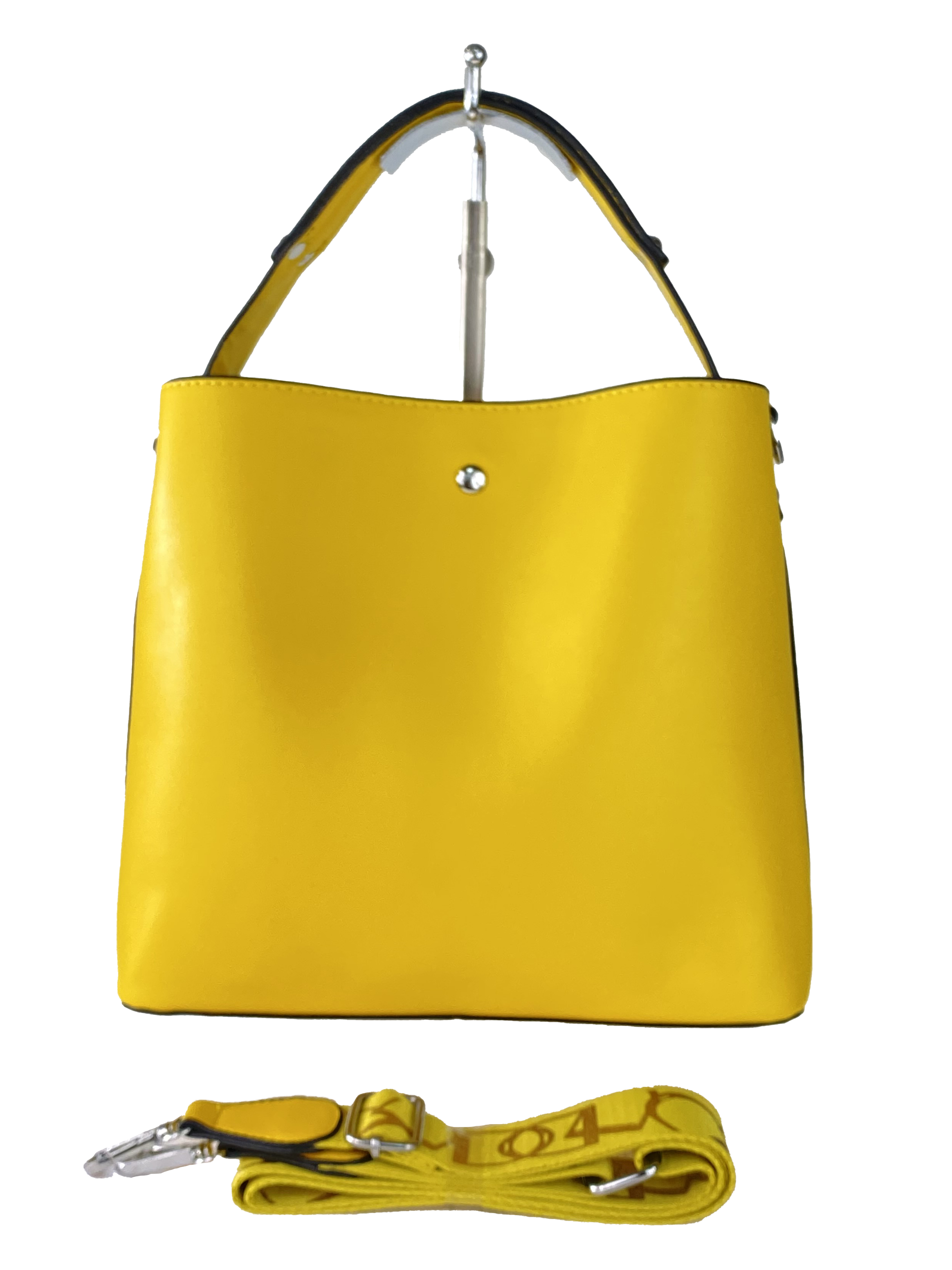 На фото 3 - Летняя женская сумка тоут из гладкой экокожи, цвет жёлтый