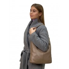 На фото 1 - Женская сумка  из натуральной кожи, цвет бежевый