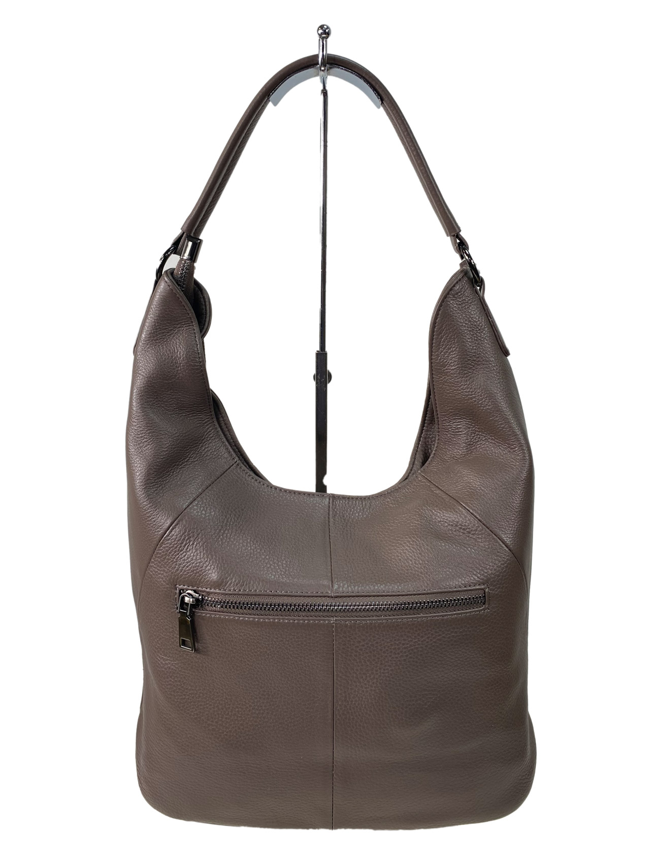 На фото 2 - Женская сумка  из натуральной кожи, цвет бежево серый