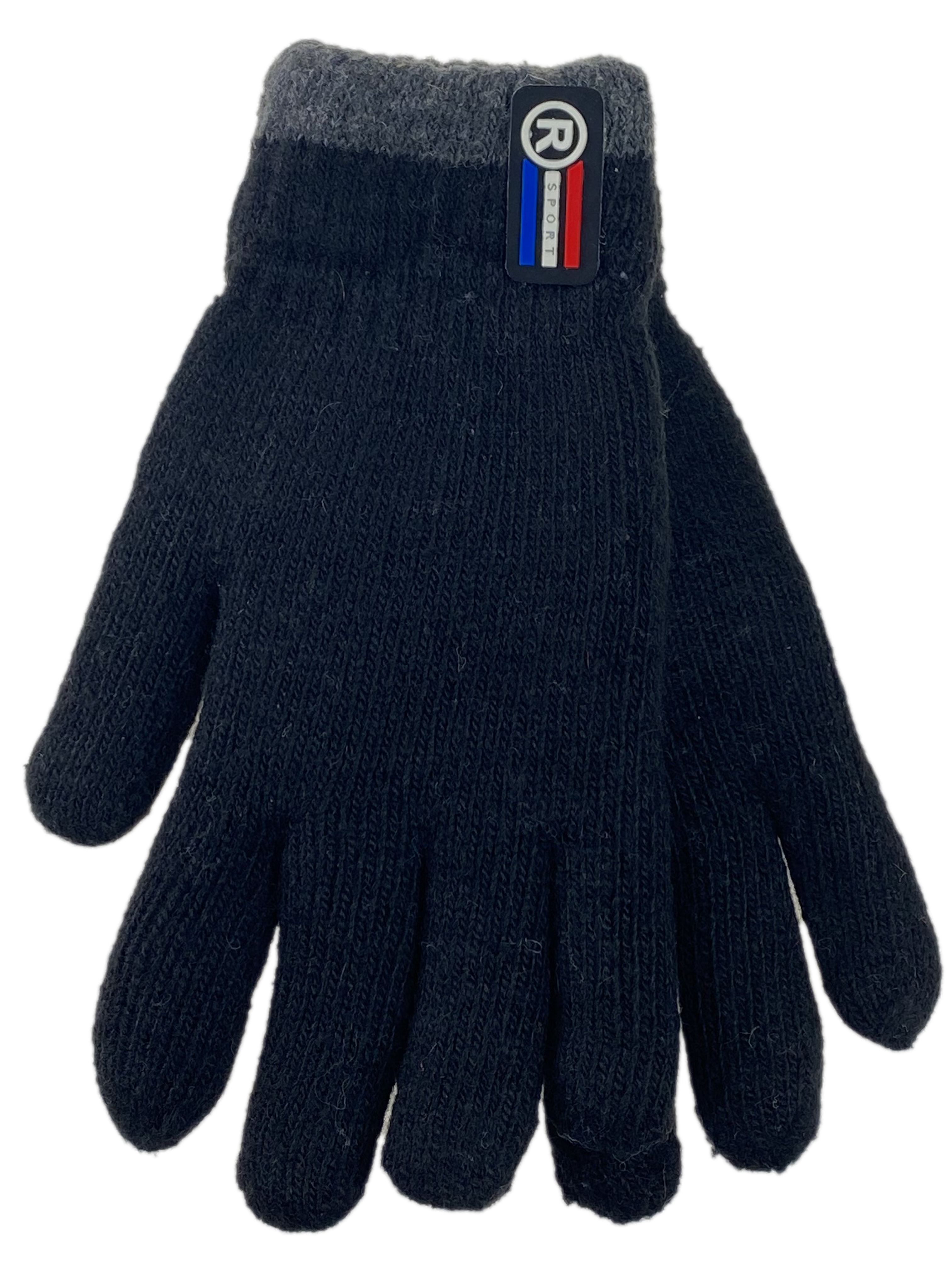 На фото 1 - Подростковые теплые перчатки из шерсти, черный