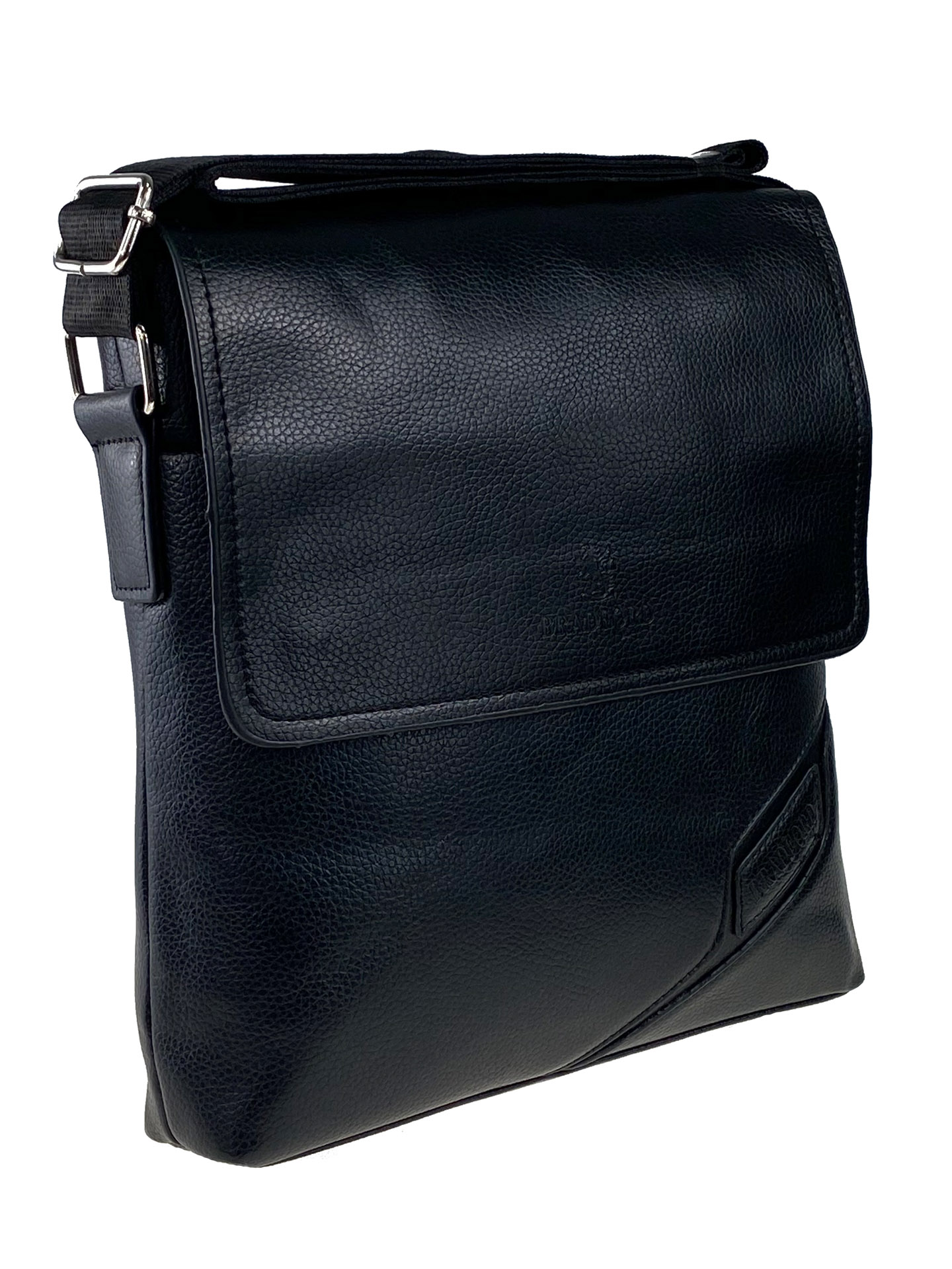 На фото 1 - Мужская сумка-планшет из фактурной искусственной кожи, цвет чёрный