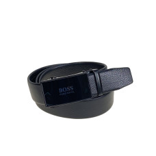 На фото 1 -  Ремень мужской с автоматической пряжкой из искусственной кожи, цвет черный